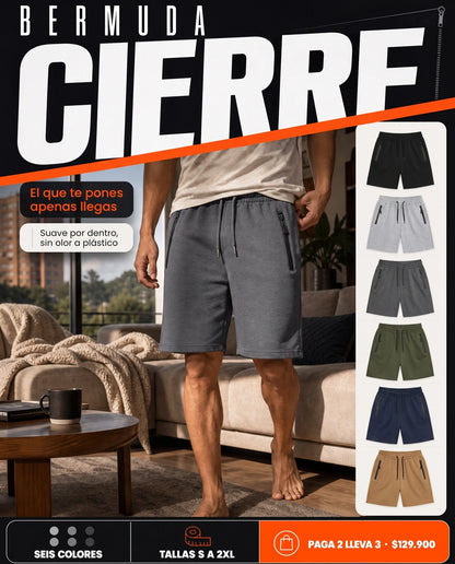 Bermuda Comfy con cierres laterales para hombre en gris