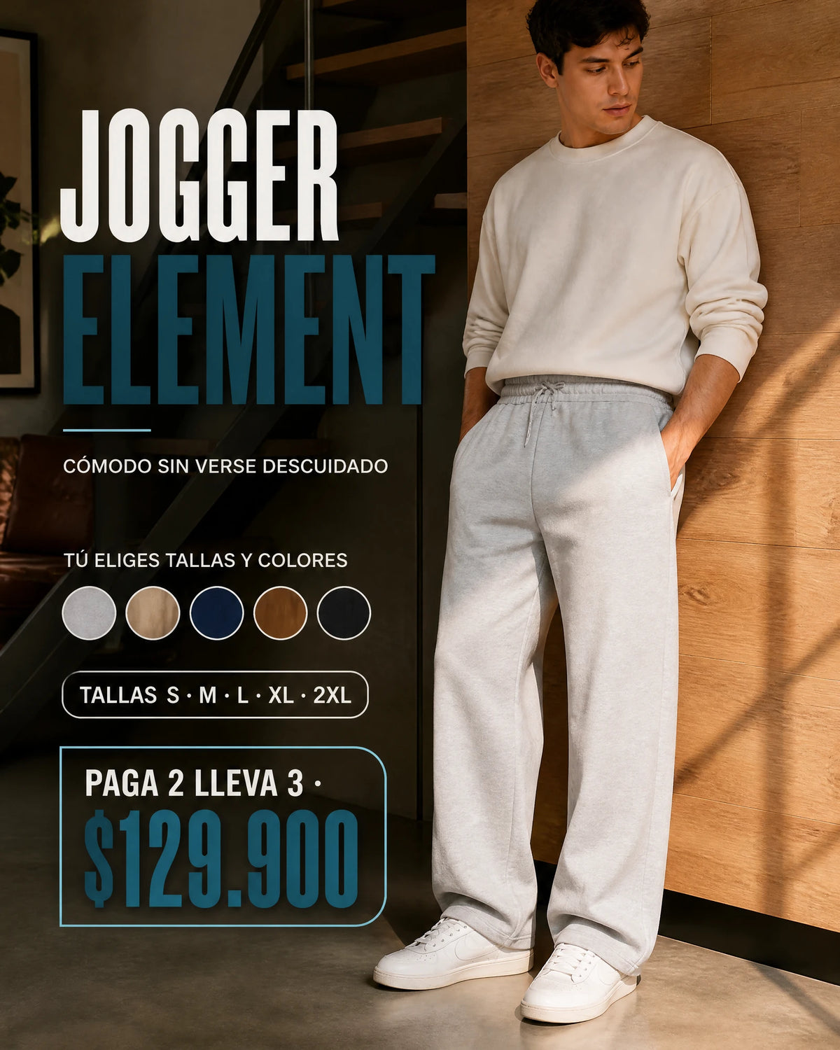 Jogger Element para hombre en gris claro, Narcissus & Co
