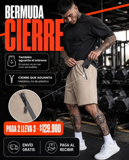 Bermuda Comfy con cierres laterales para hombre en beige