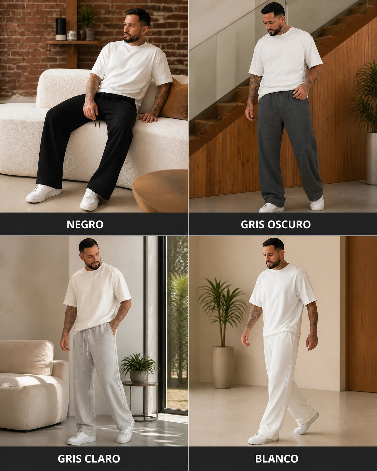 Jogger Element en negro, gris oscuro, gris claro y blanco
