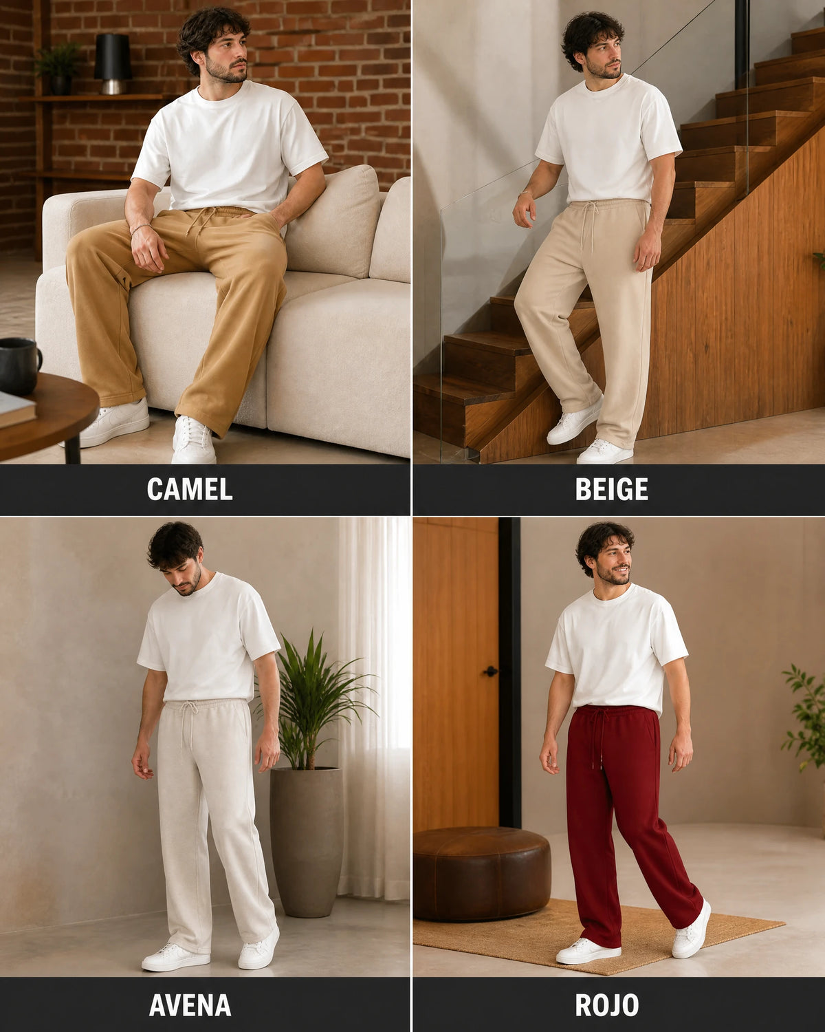 Jogger Element en rojo, camel, beige y avena