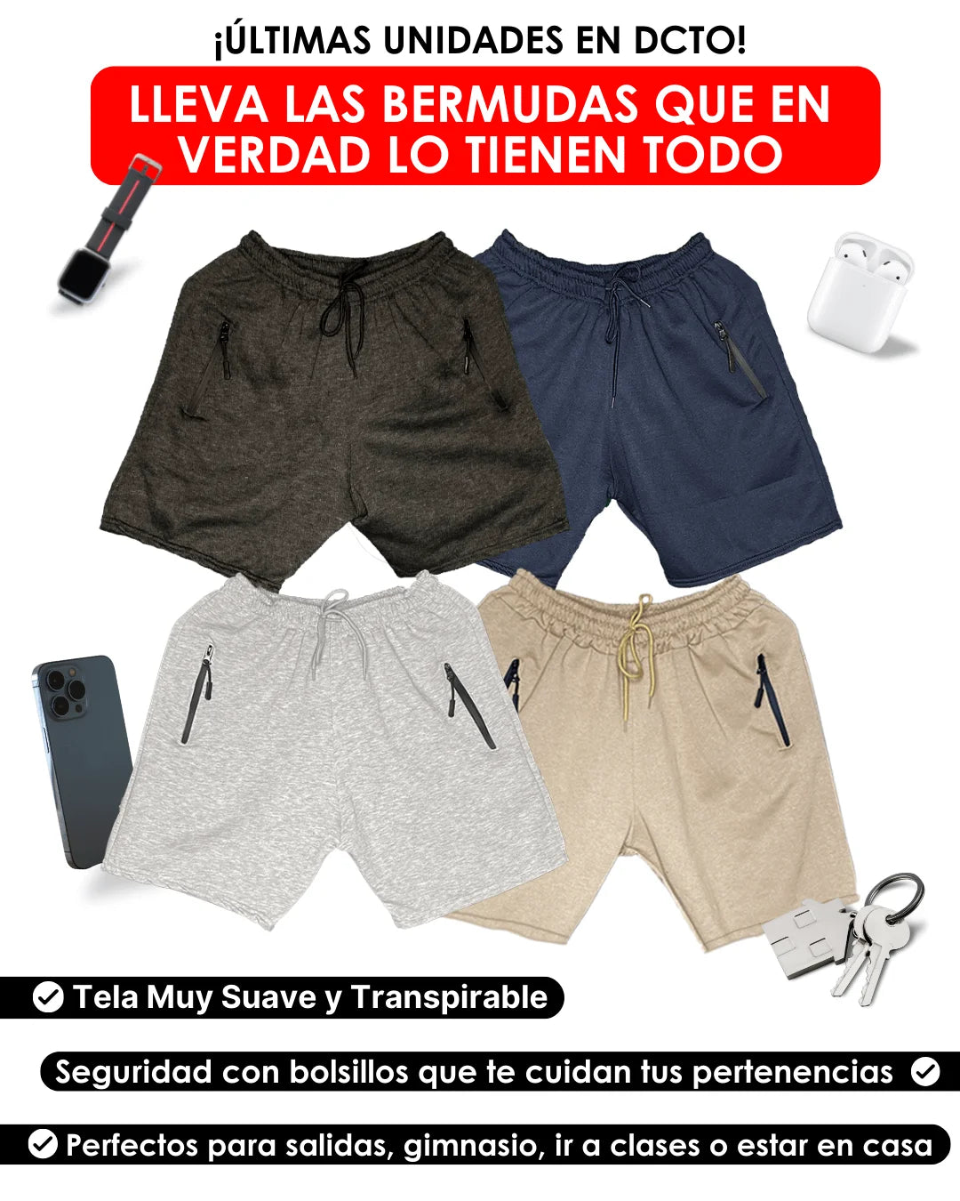 Bermuda Comfy™ Cierre Cubierto