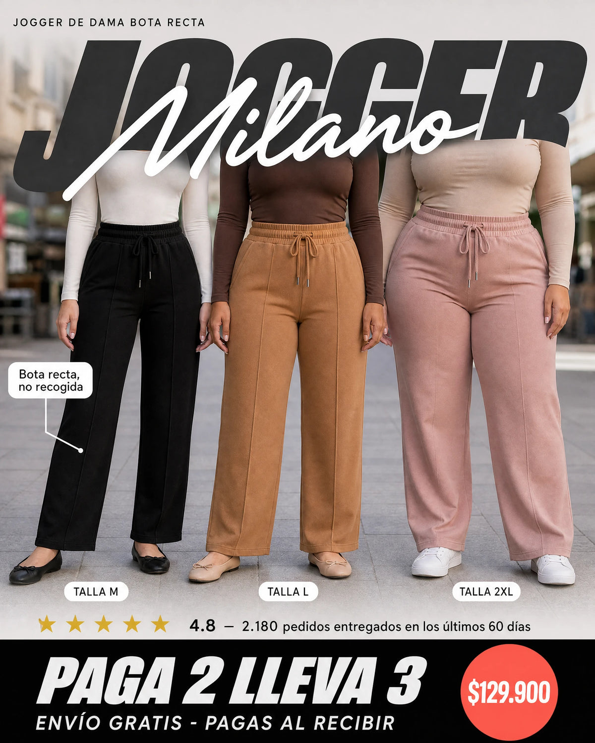 Jogger Milano para dama, carrusel de colores